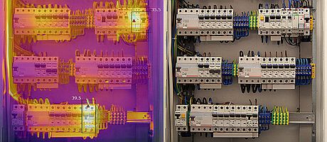 Termogram rozdzielni elektrycznej z wykorzystaniem funkcji Blending